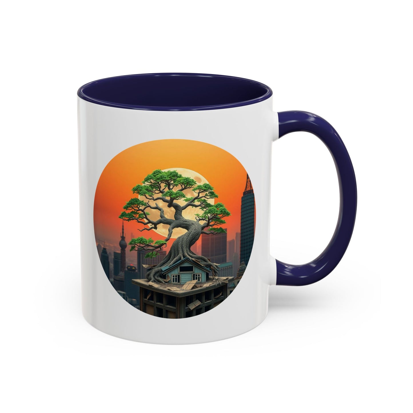 Bonsai Sunrise Tree of Life Accent Coffee Mug - 11oz Perfect for Nature Lovers & Cozy Moments