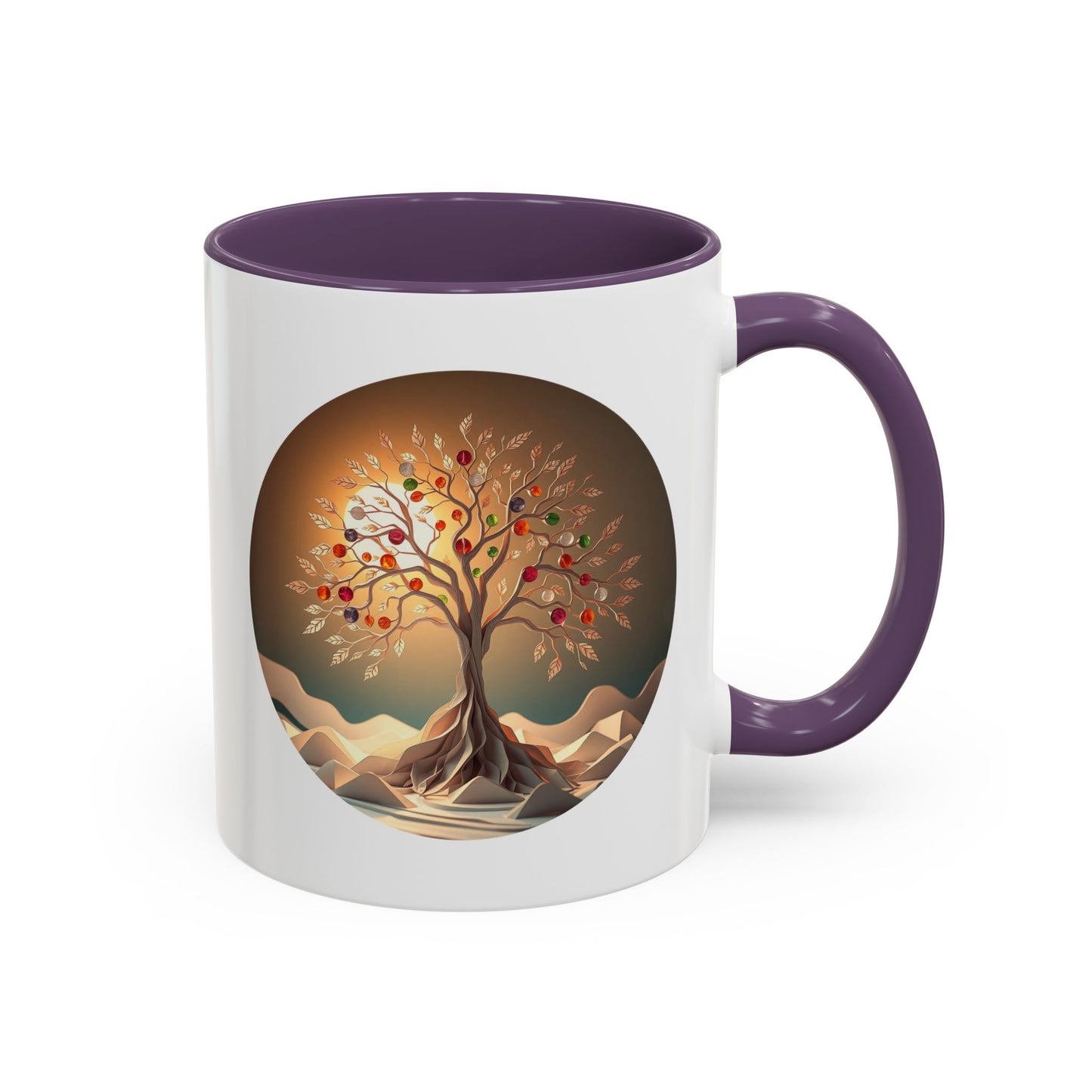 Colorful Marbles Tree of Life Accent Coffee Mug - 11oz Perfect for Nature Lovers & Cozy Moments
