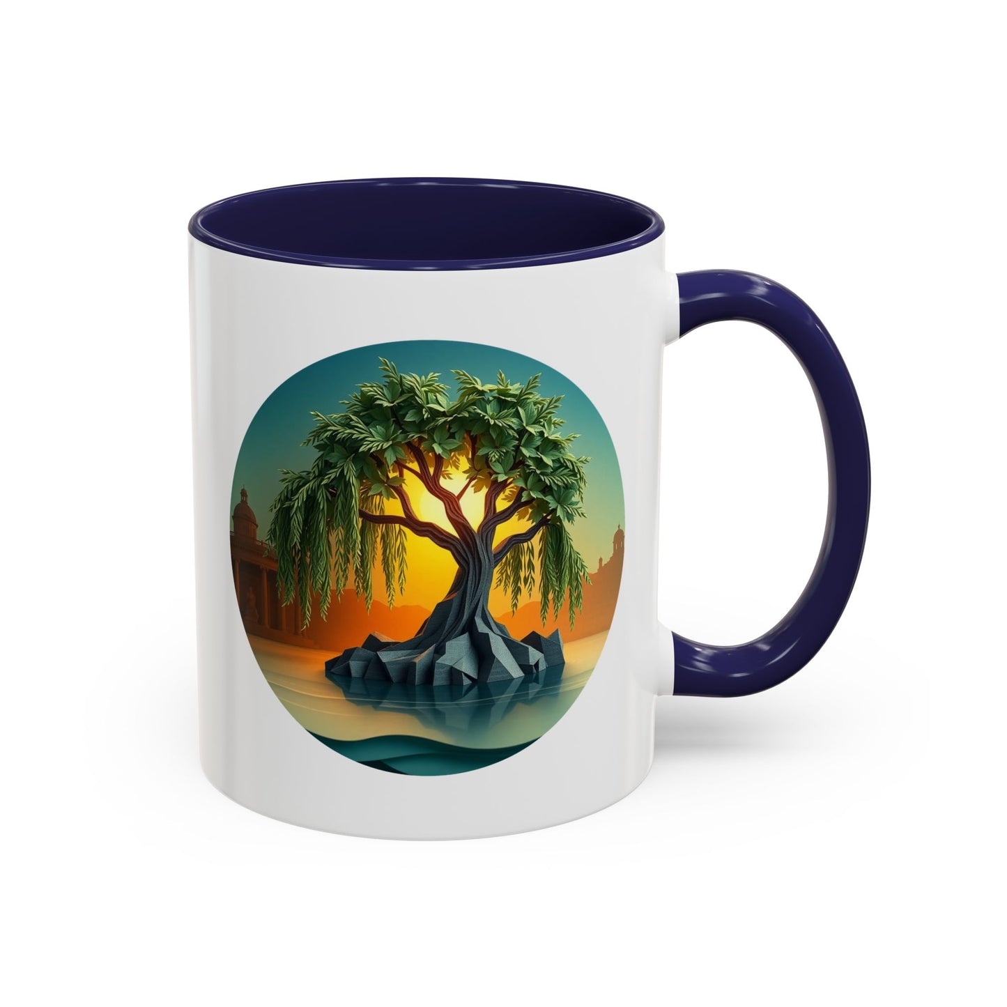 Tropical Sunset Tree of Life Accent Coffee Mug - 11oz Perfect for Nature Lovers & Cozy Moments