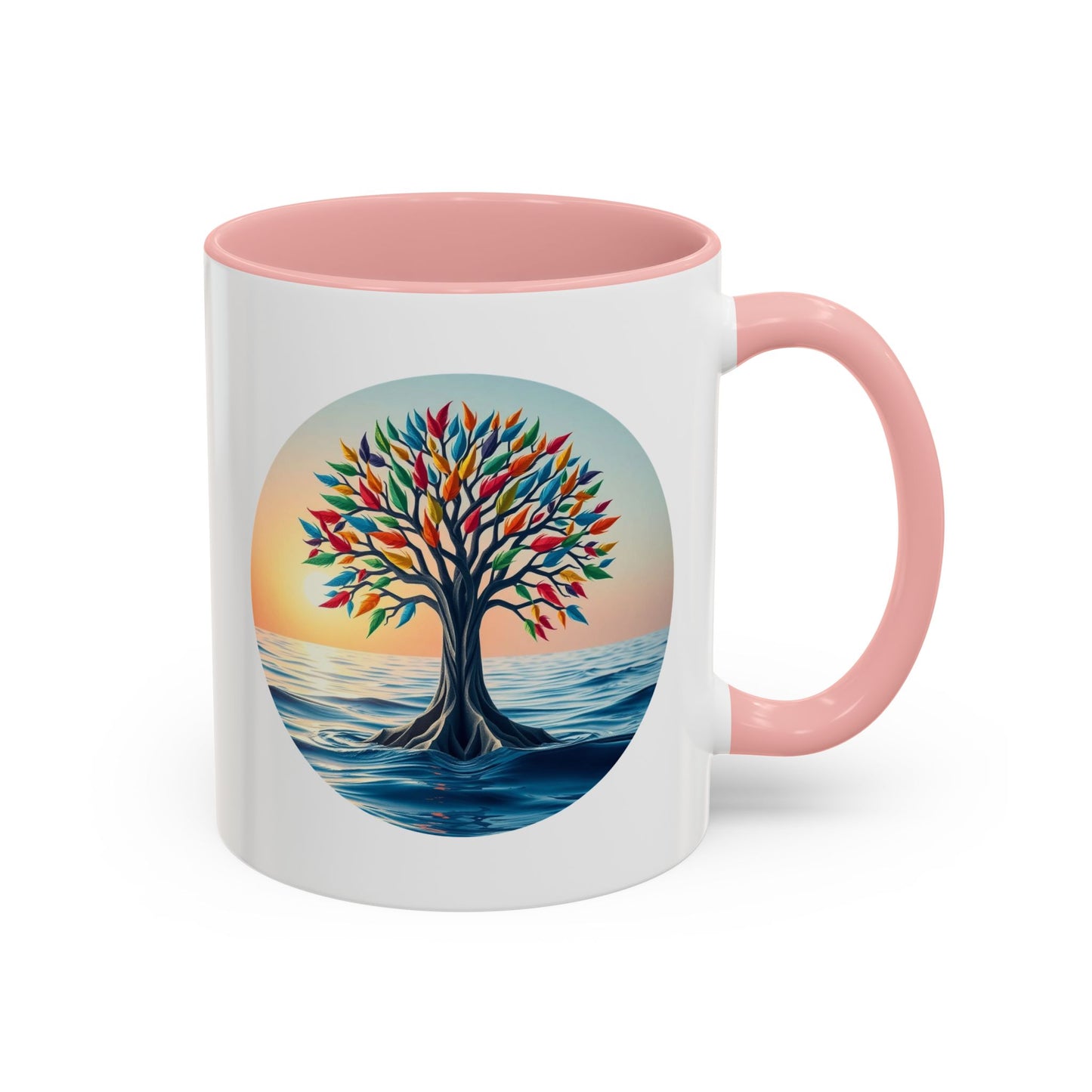 Chakra Stones Tree of Life Accent Coffee Mug - 11oz Perfect for Nature Lovers & Cozy Moments