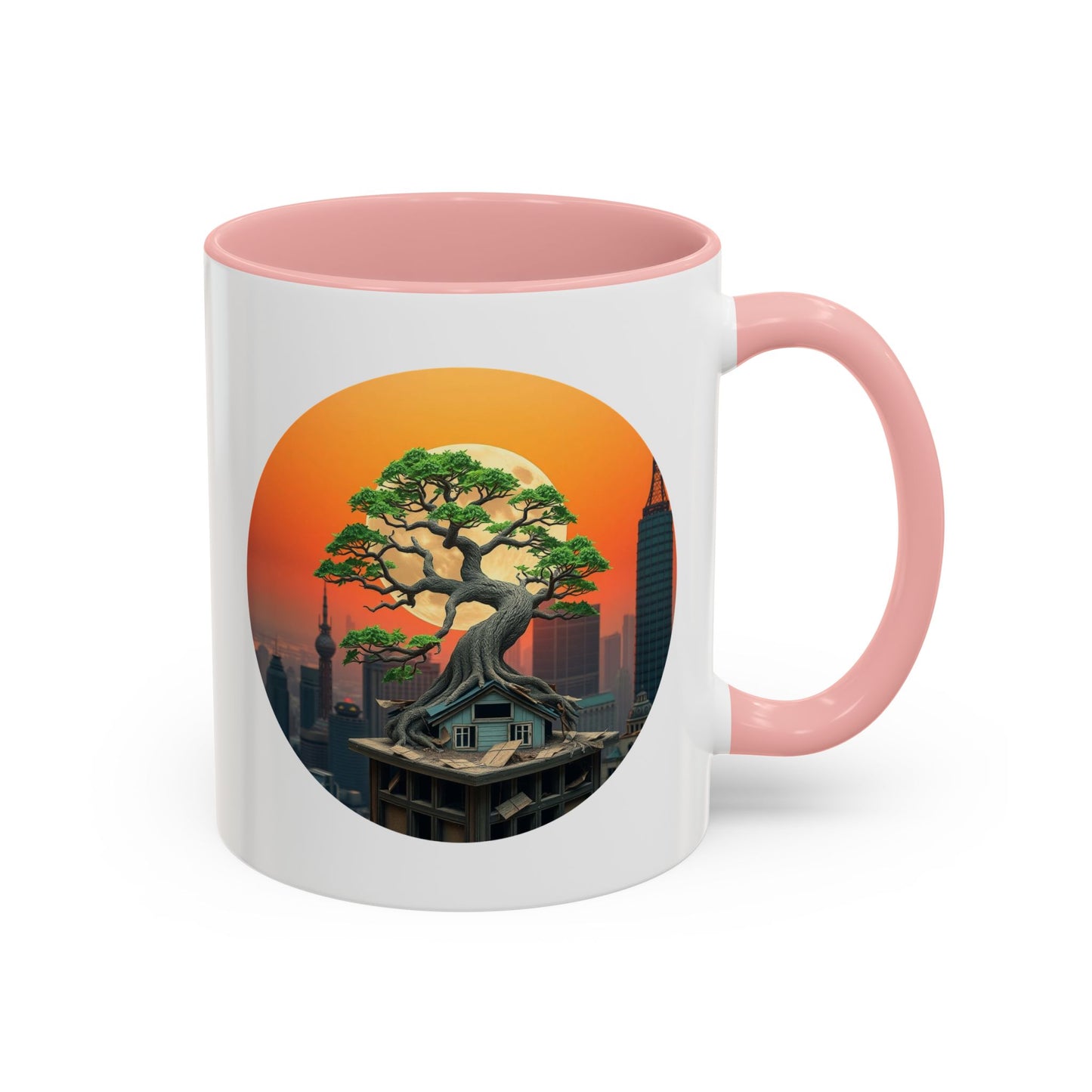 Bonsai Sunrise Tree of Life Accent Coffee Mug - 11oz Perfect for Nature Lovers & Cozy Moments