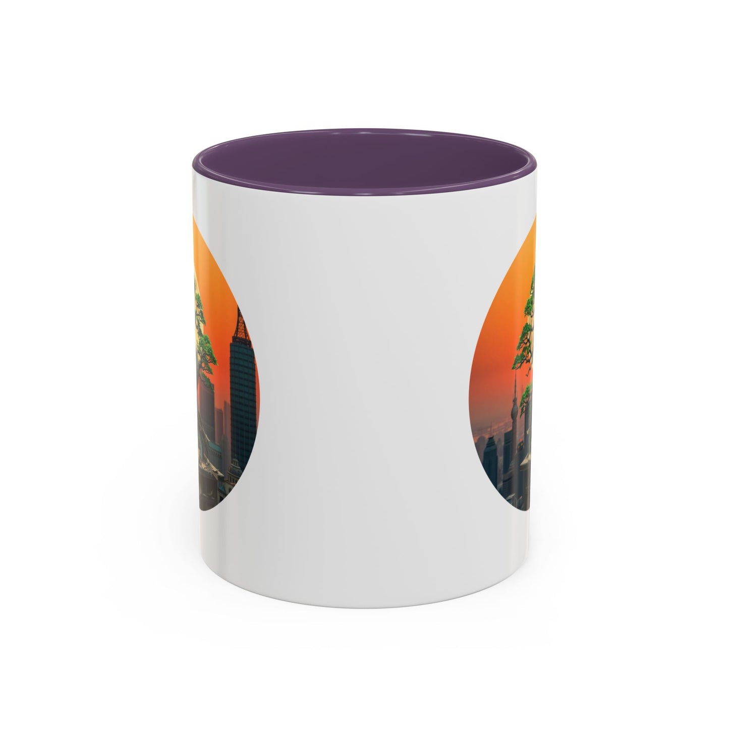 Bonsai Sunrise Tree of Life Accent Coffee Mug - 11oz Perfect for Nature Lovers & Cozy Moments
