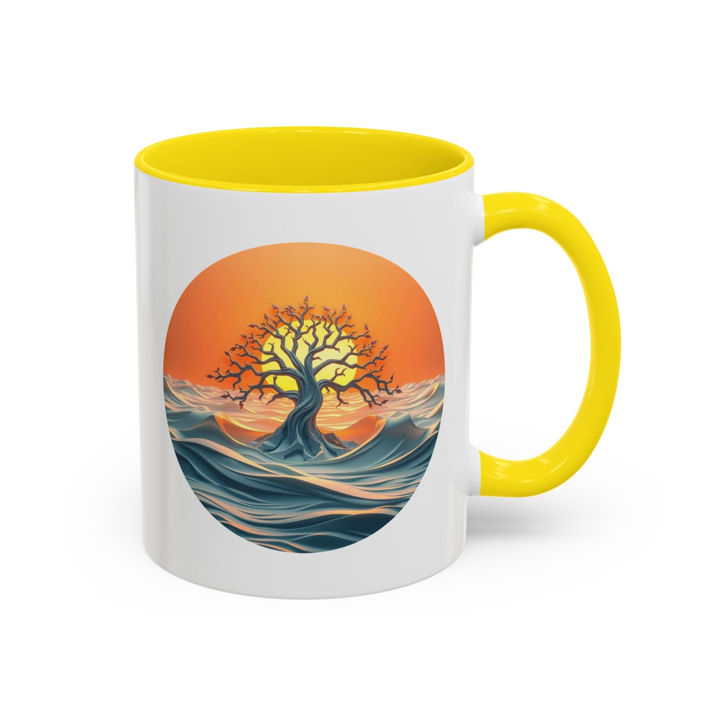 Sunset Wave Tree of Life Accent Coffee Mug - 11oz Perfect for Nature Lovers & Cozy Moments