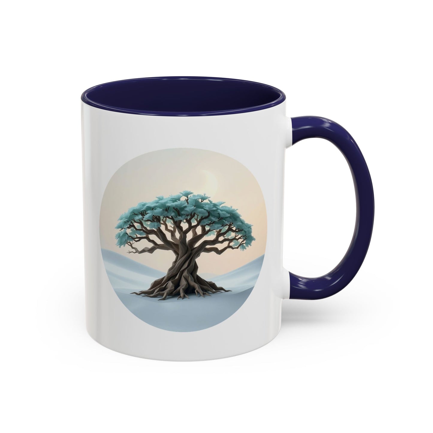 Snowy Drift Tree of Life Accent Coffee Mug - 11oz Perfect for Nature Lovers & Cozy Moments