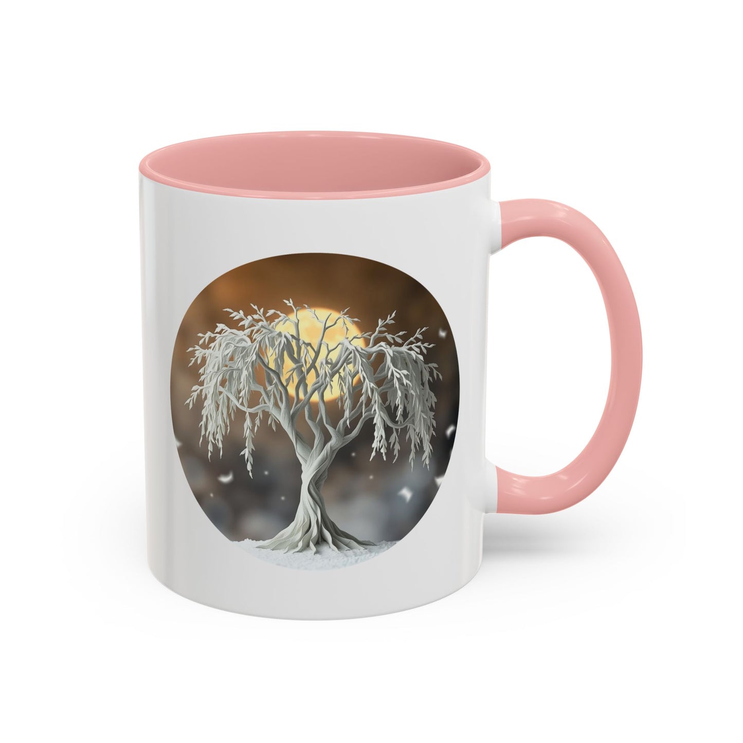 Hoar Frost Tree of Life Accent Coffee Mug - 11oz Perfect for Nature Lovers & Cozy Moments