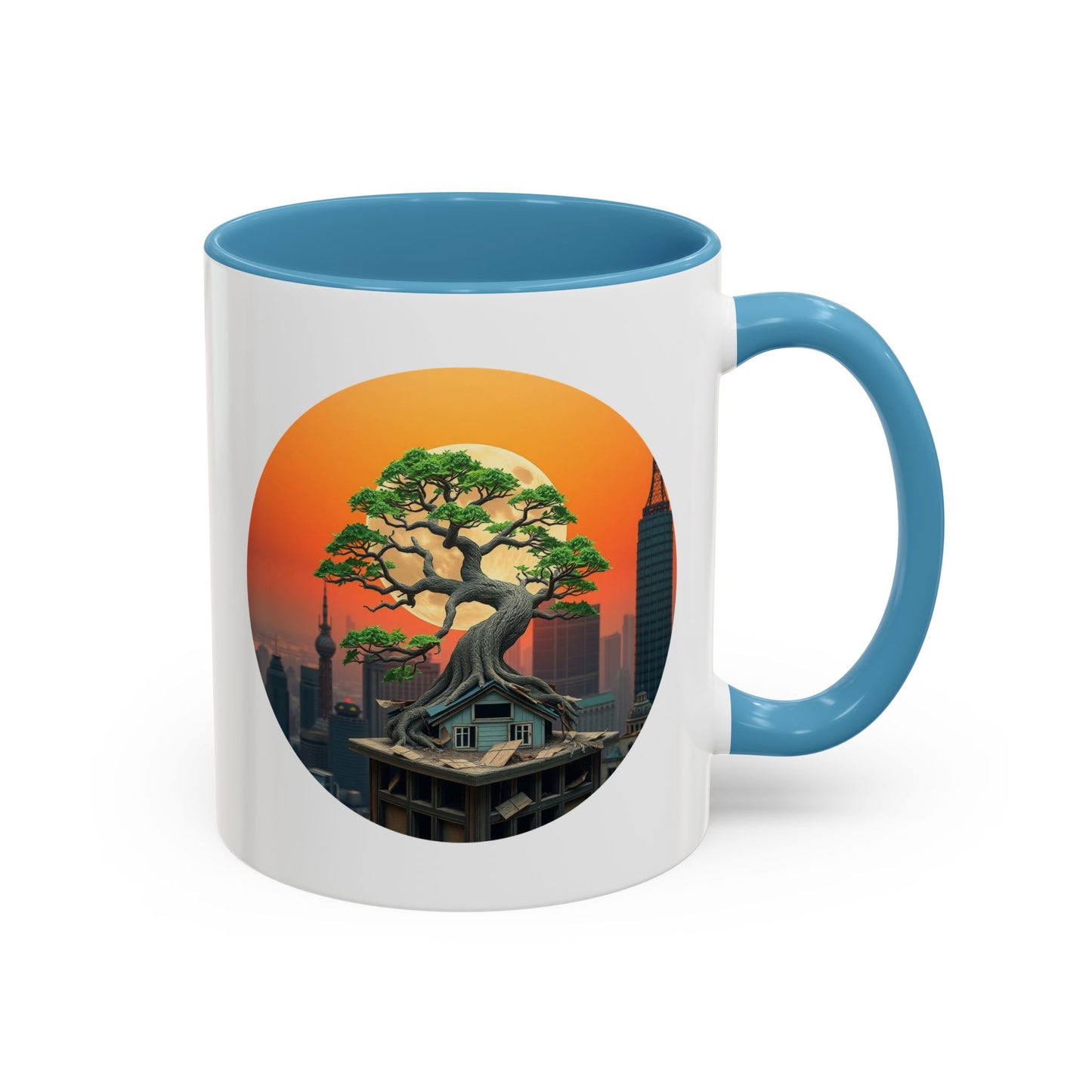 Bonsai Sunrise Tree of Life Accent Coffee Mug - 11oz Perfect for Nature Lovers & Cozy Moments
