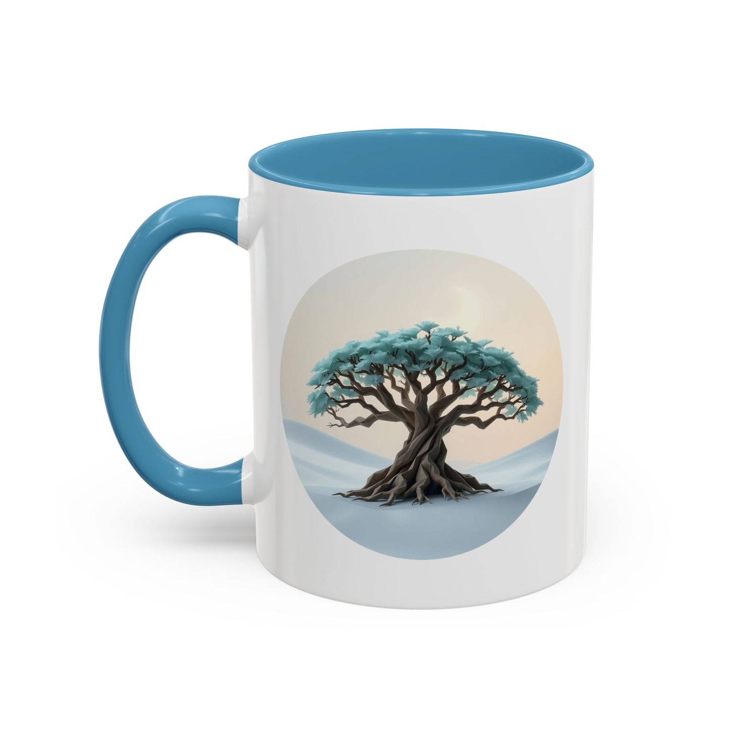 Snowy Drift Tree of Life Accent Coffee Mug - 11oz Perfect for Nature Lovers & Cozy Moments