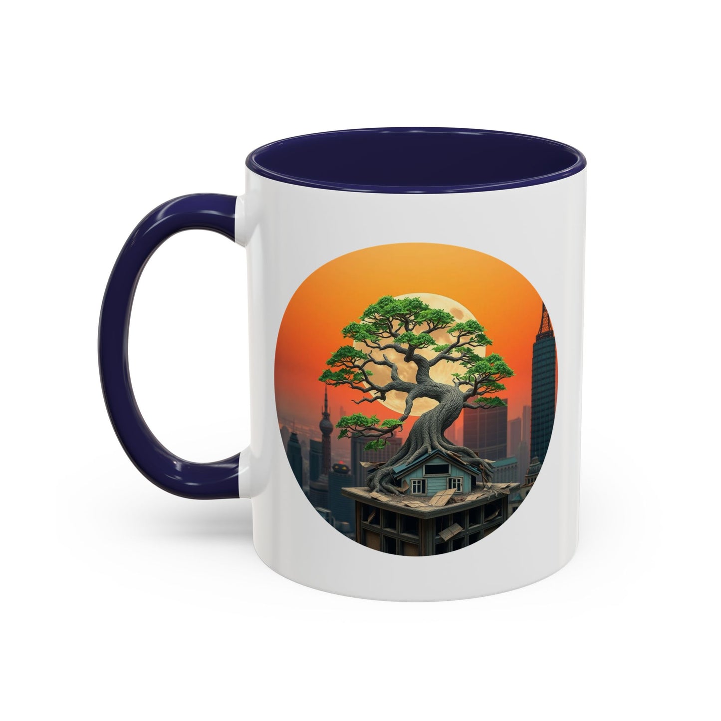 Bonsai Sunrise Tree of Life Accent Coffee Mug - 11oz Perfect for Nature Lovers & Cozy Moments