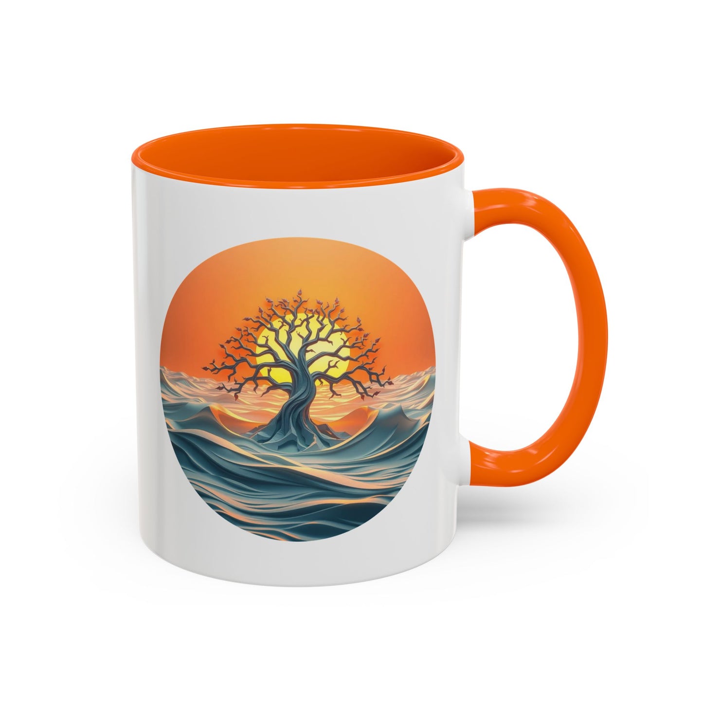 Sunset Wave Tree of Life Accent Coffee Mug - 11oz Perfect for Nature Lovers & Cozy Moments