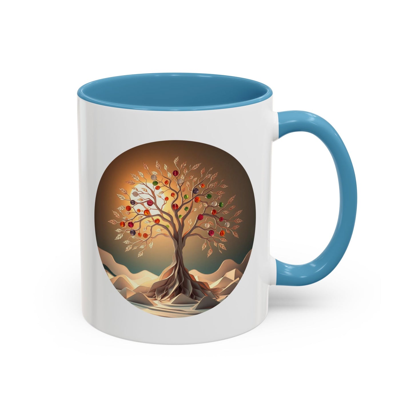 Colorful Marbles Tree of Life Accent Coffee Mug - 11oz Perfect for Nature Lovers & Cozy Moments