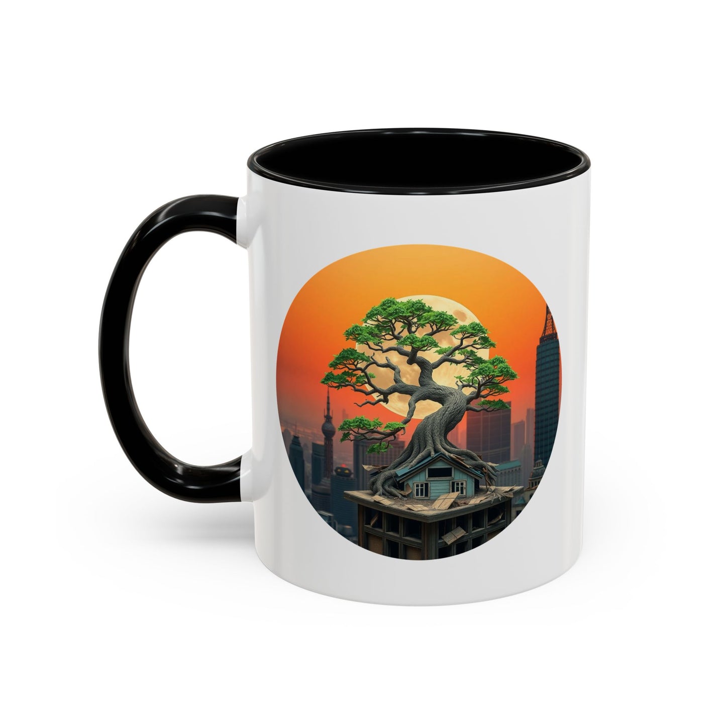 Bonsai Sunrise Tree of Life Accent Coffee Mug - 11oz Perfect for Nature Lovers & Cozy Moments
