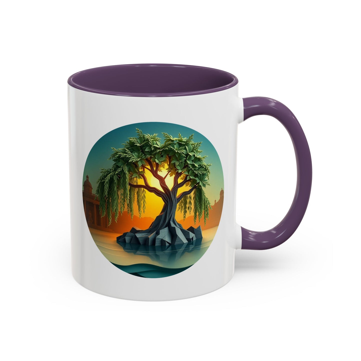Tropical Sunset Tree of Life Accent Coffee Mug - 11oz Perfect for Nature Lovers & Cozy Moments