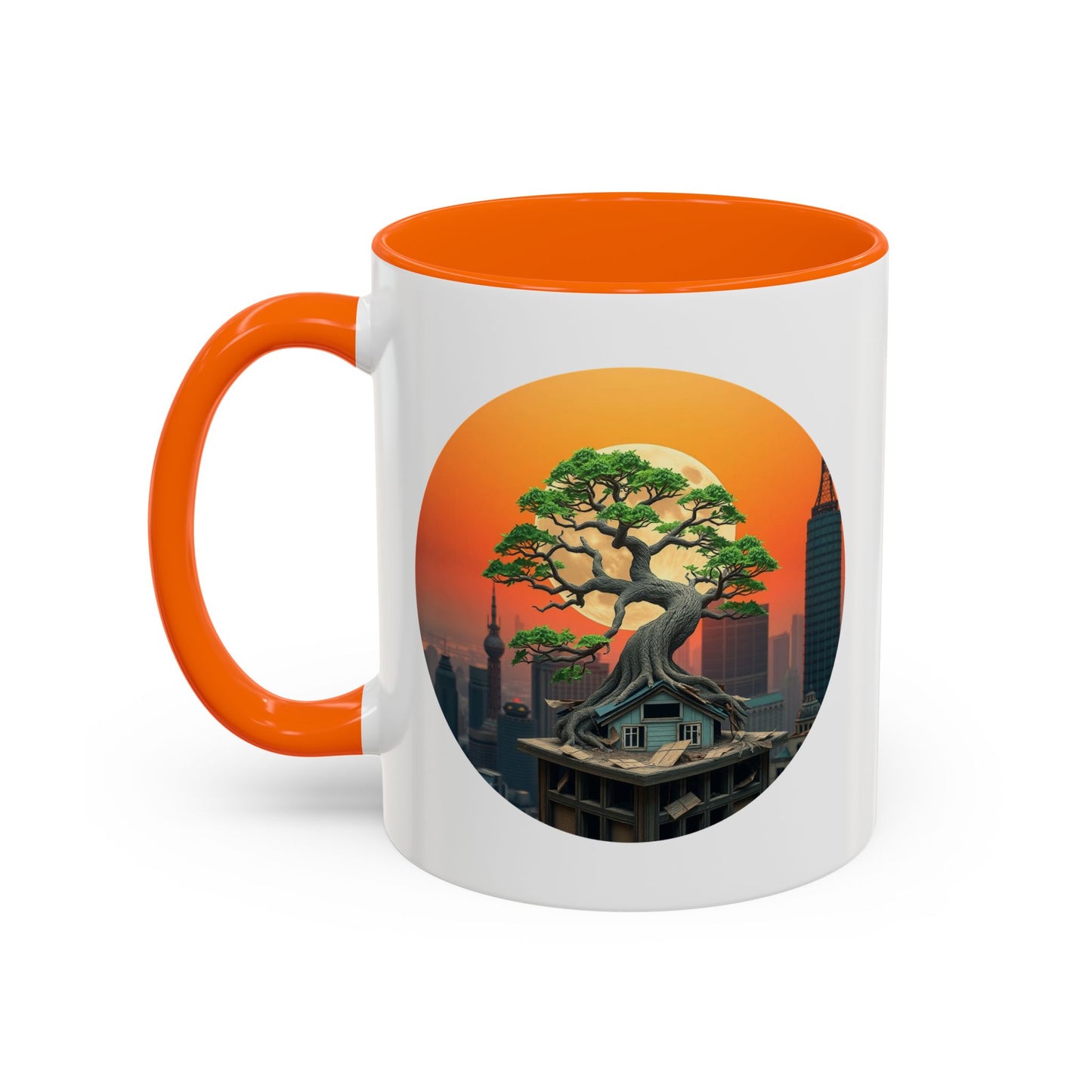 Bonsai Sunrise Tree of Life Accent Coffee Mug - 11oz Perfect for Nature Lovers & Cozy Moments
