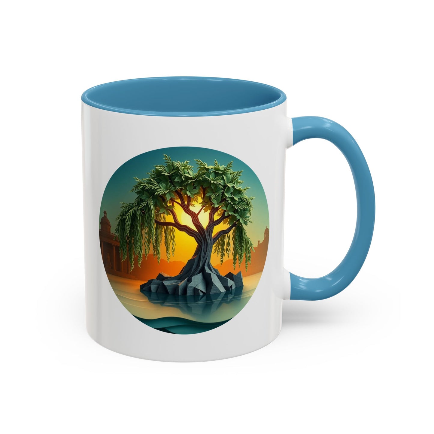 Tropical Sunset Tree of Life Accent Coffee Mug - 11oz Perfect for Nature Lovers & Cozy Moments